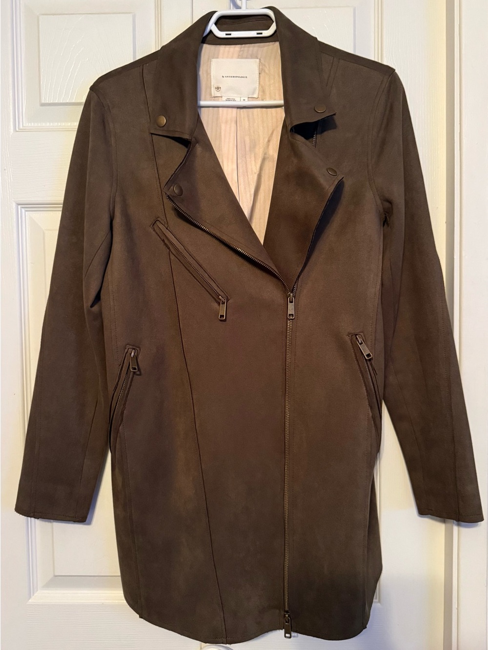 Anthropologie Brown Suede Trench Coat